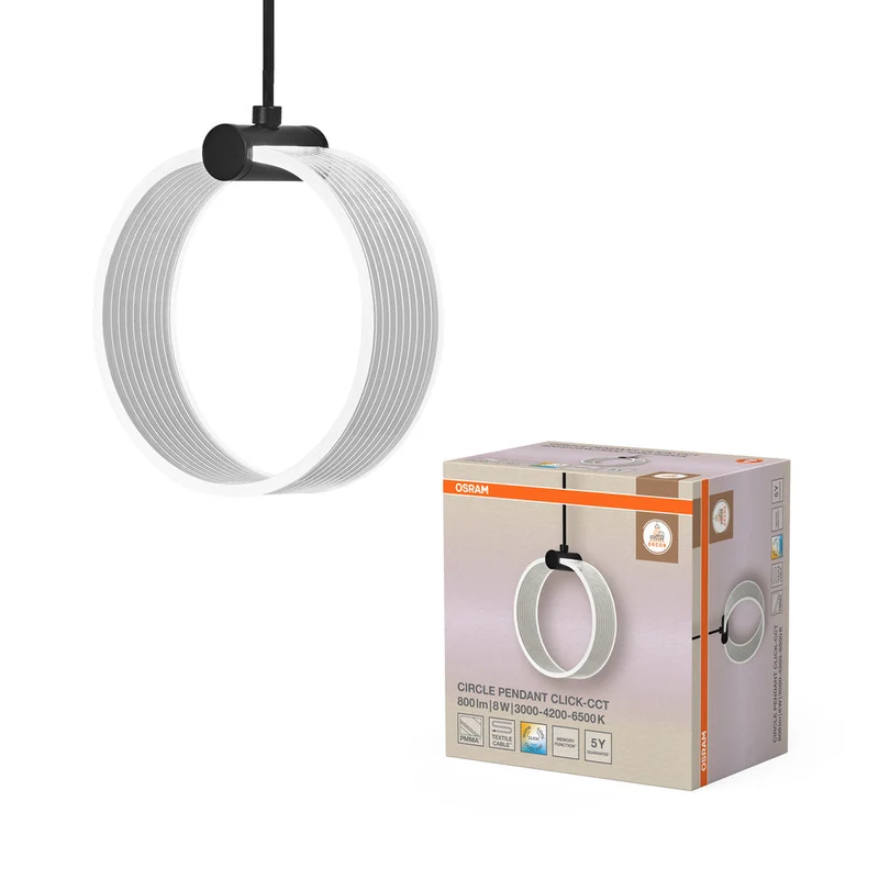 OSRAM DECOR Suspension Circle, 3 suspensions, 8W, Click CCT Noir