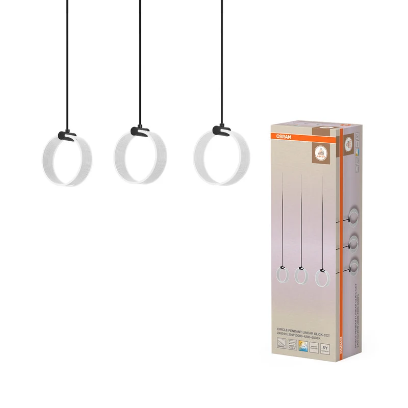 OSRAM DECOR Suspension Circle, 3 suspensions, 20W, Click CCT Noir