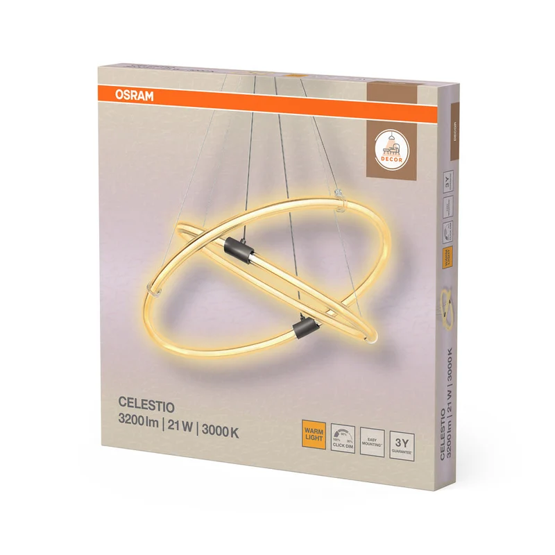 OSRAM DECOR Celestio suspension, 21W, 3000K, 2400lm, blanc chaud, variateur Click
