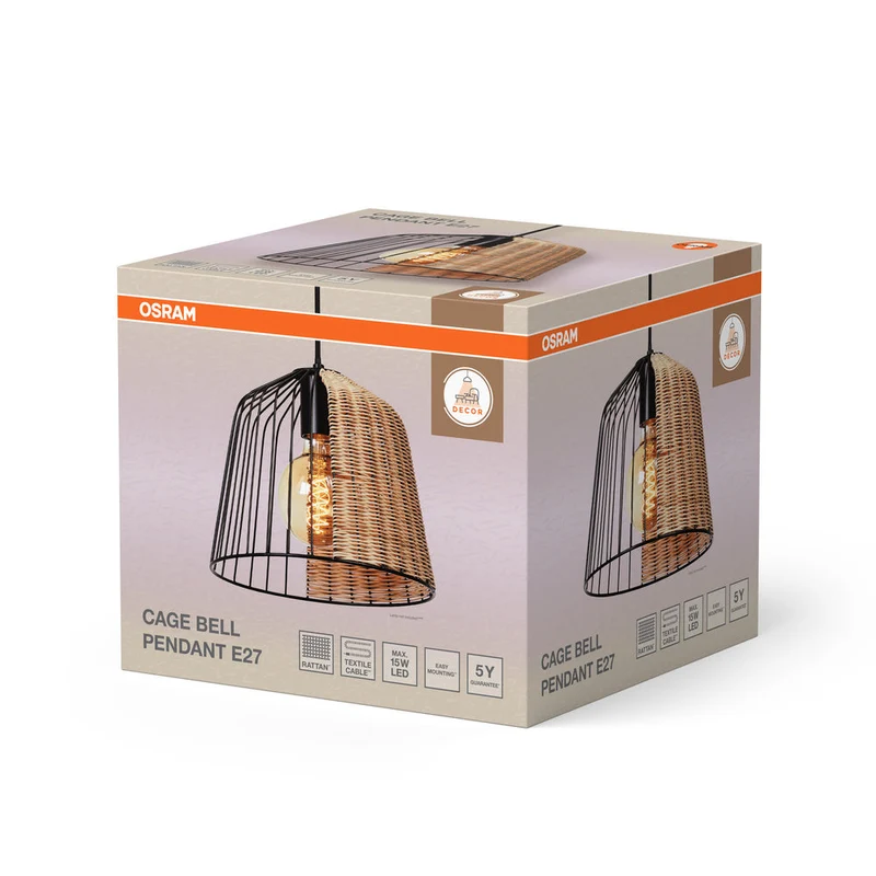 OSRAM DECOR Suspension Cage Bell, noir/marron, E27