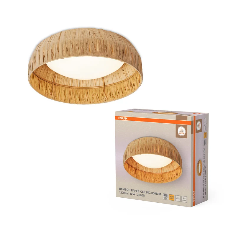 OSRAM DECOR Bambou Papier Plafonnier Marron, 300mm, 12W