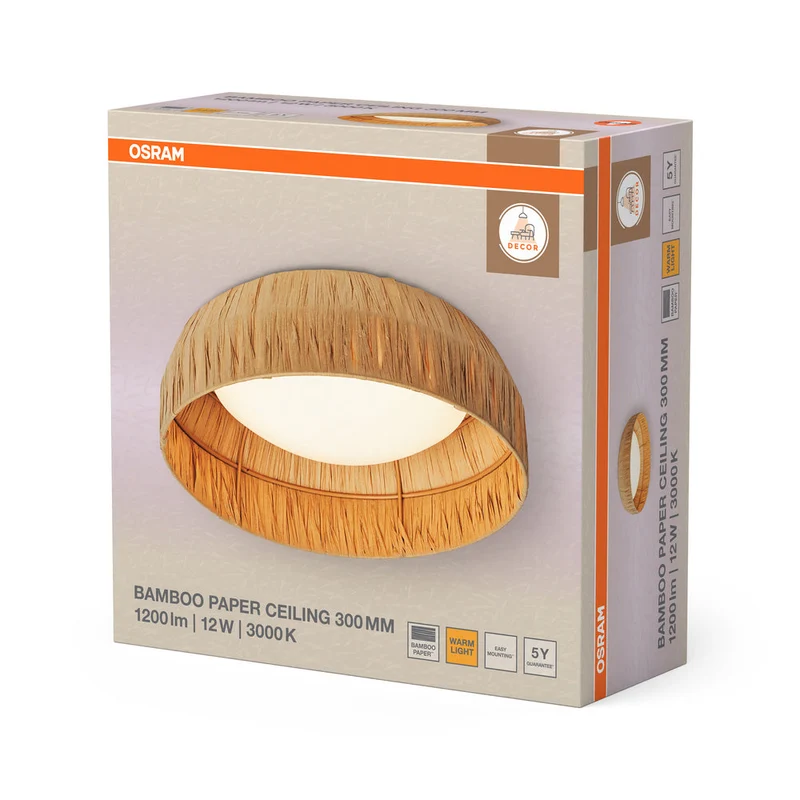 OSRAM DECOR Bambou Papier Plafonnier Marron, 300mm, 12W