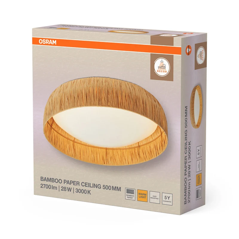 OSRAM DECOR Bamboo Papier Plafonnier Marron, 500mm, 28W