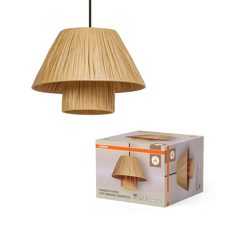 OSRAM DÉCOR Suspension en papier bambou marron, 280mm, E27