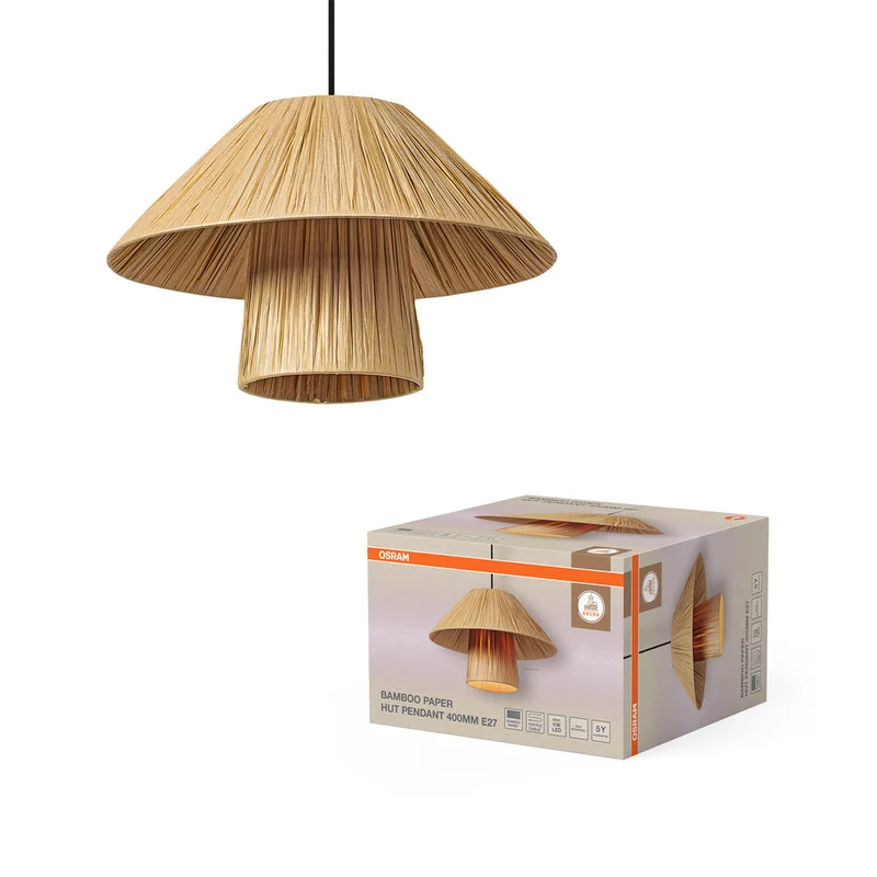 OSRAM DÉCOR Suspension en papier bambou Hutte 400 E27 Marron
