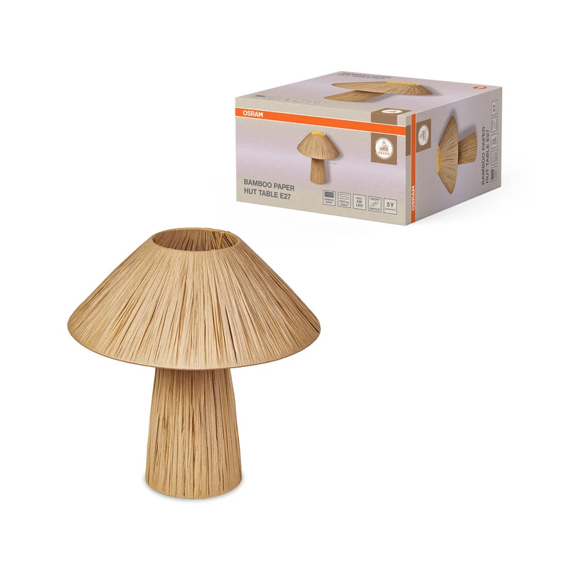 OSRAM DÉCOR Lampe de table en papier bambou Hutte 1xE27 Marron