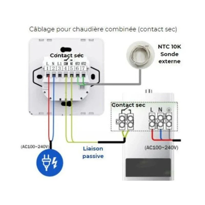 Thermostat programmable connecté Wifi pour chaudière