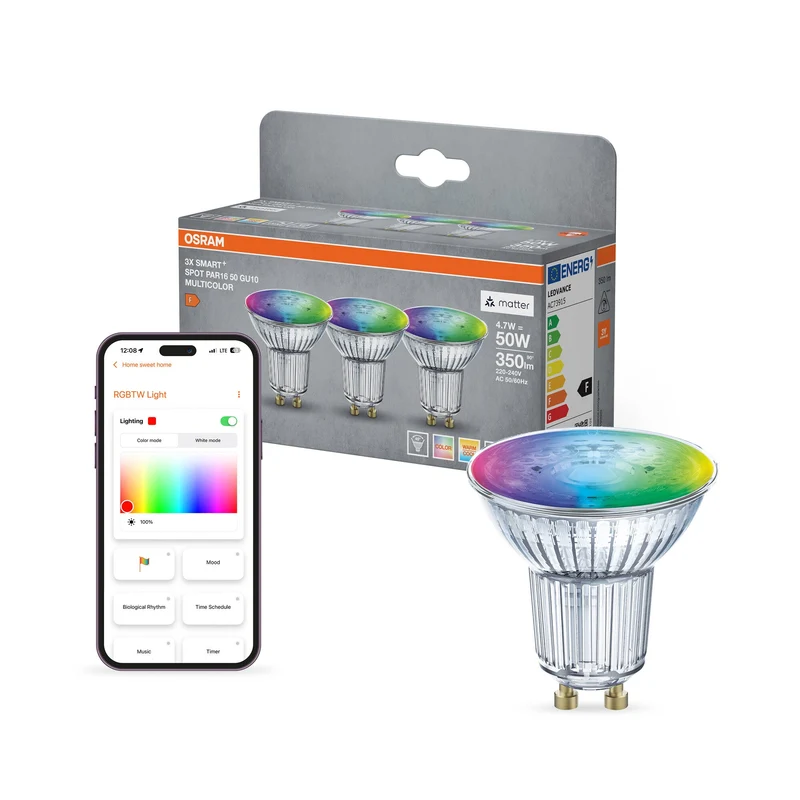 OSRAM Matter SMART+ LED Lampe Spot RGBW multicolore (ex 32W) 5W / 2700-6500K GU10 3 pièces