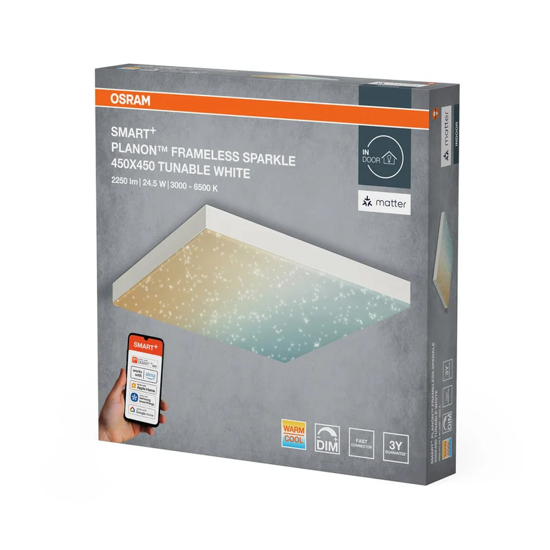 OSRAM Matter SMART+-Panneau lumineux scintillant 450X450, 24,5W