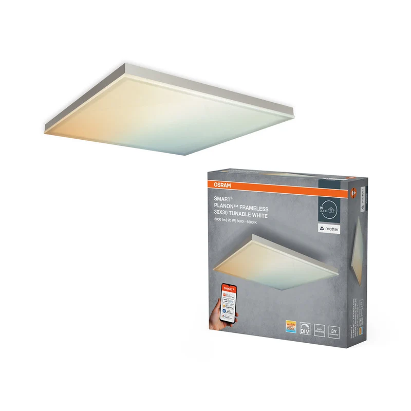 OSRAM Matter SMART+ Planon Plafonnier LED sans cadre réglable blanc 30x30cm 20W / 3000-6500K