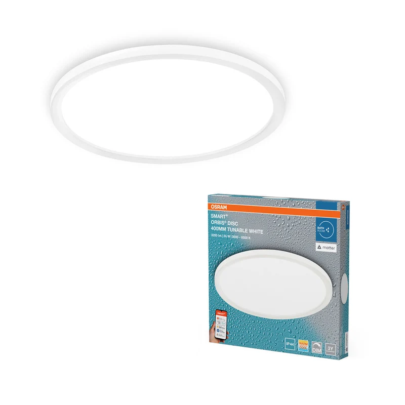 OSRAM Matter SMART+ ORBIS DISC LED Plafonnier de salle de bain 40cm Blanc réglable 25W / 3000-6500K