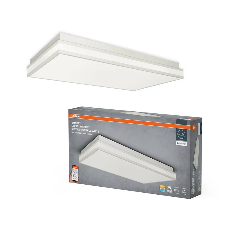 OSRAM Matter SMART+ ORBIS MAGNET LED Plafonnier 60x30cm Blanc réglable 42W / 3000-6500K blanc
