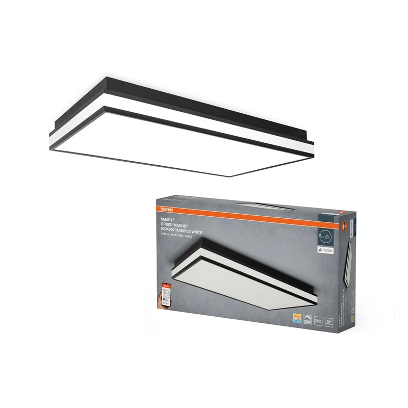 OSRAM Matter SMART+ ORBIS MAGNET LED Plafonnier 60x30cm Blanc réglable 42W / 3000-6500K noir