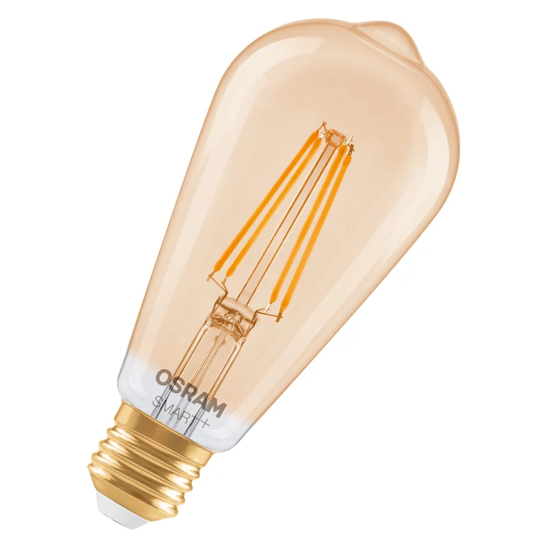 OSRAM Matter SMART+ ampoule LED avec technologie WiFi en forme Edison dorée, culot E27, dimmable, blanc chaud (2400K), remplace les ampoules à incandescence de 53 W, SMART+ WiFi classique dimmable, pack de 1