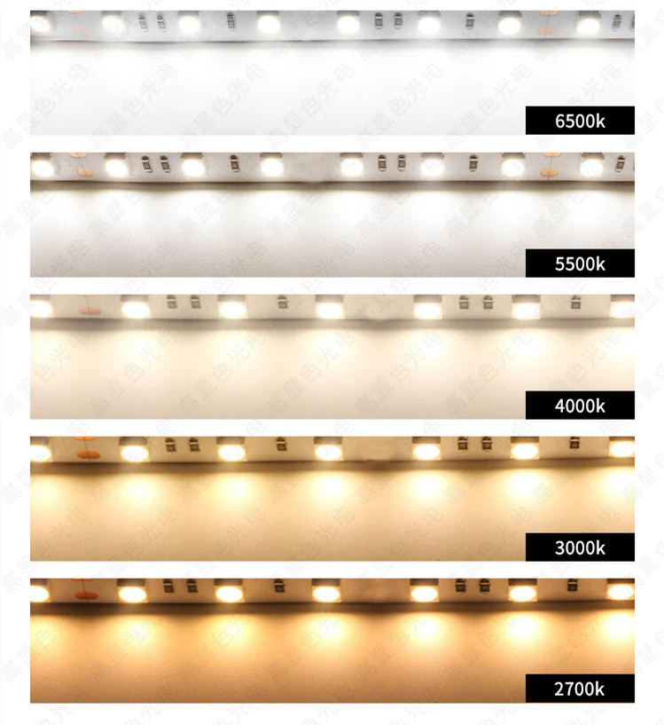 DC12V SMD2835 Full Spectrum LED Strip Light - CRI 97+ | 600 LEDs (120 LEDs/M) | 2700K / 3000K / 4000K / 5500K / 6500K | 16W/M | 8mm PCB | CRI 97+ | IP00 / IP67 | for Mirror, Kitchen Cabinet, Bedroom