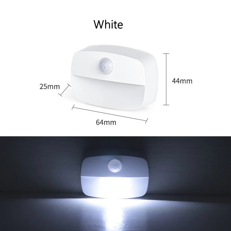 PIR Motion Sensor LED Night Light – Battery Operated Stick-On Under Cabinet Light | Warm White / Daylight White | for Stairway, Kitchen & Hallway (Battery Not Included) | 4 / 10-Pack