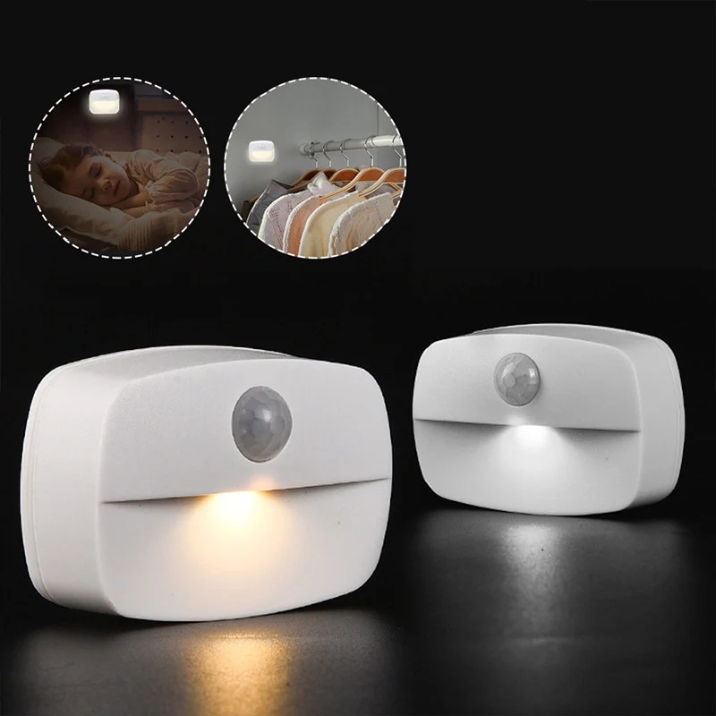 PIR Motion Sensor LED Night Light – Battery Operated Stick-On Under Cabinet Light | Warm White / Daylight White | for Stairway, Kitchen & Hallway (Battery Not Included) | 4 / 10-Pack
