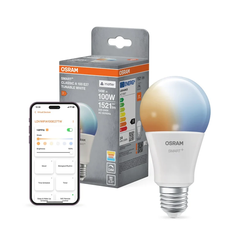 OSRAM Matter SMART+ LED-Lampe, Optique givrée, 14W, 1521lm