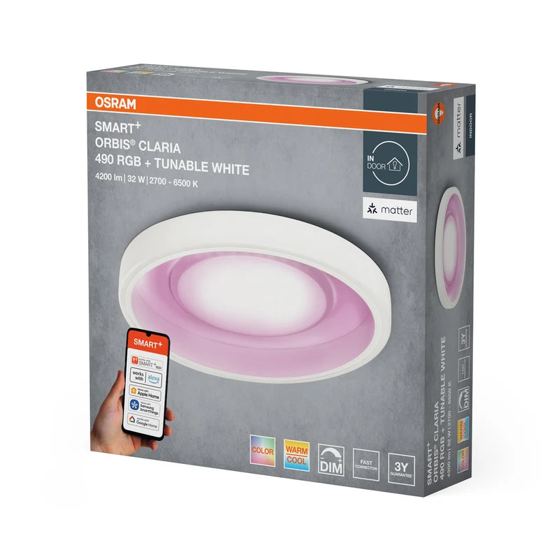OSRAM Matter SMART+-Plafonnier Claria 32W, 4200lm, 490mm