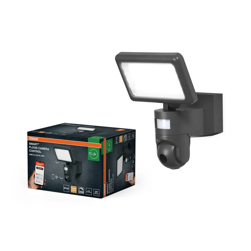 OSRAM Wifi SMART+ FLOOD CAMERA CONTROL Projecteur de jardin avec capteur caméra HD 23W / 3000K Blanc chaud