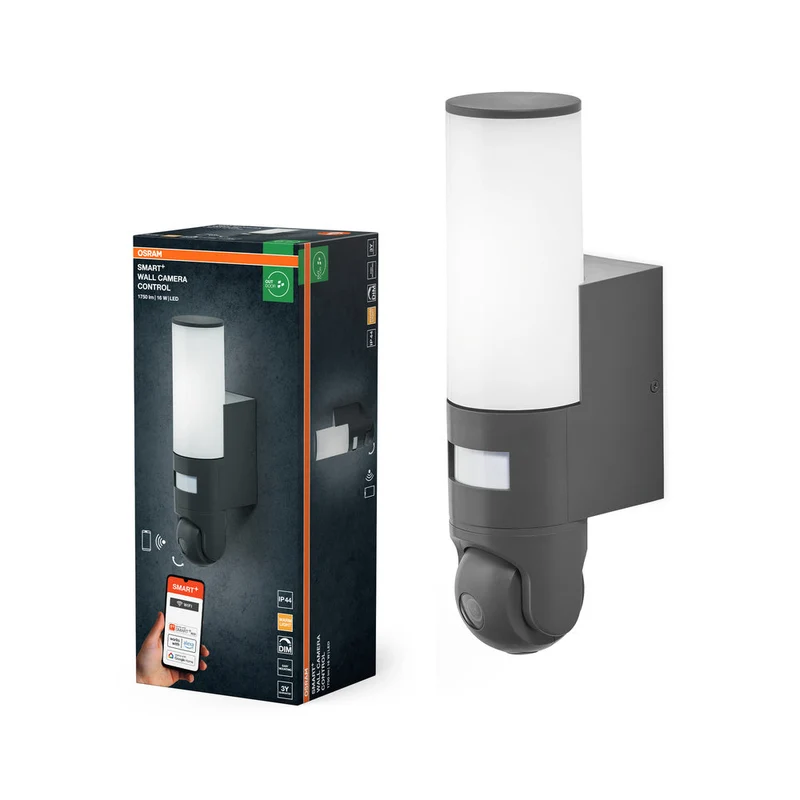 OSRAM Wifi SMART+ CAMÉRA MURALE DE CONTRÔLE Lampe de jardin avec capteur caméra HD 16W / 3000K Blanc chaud