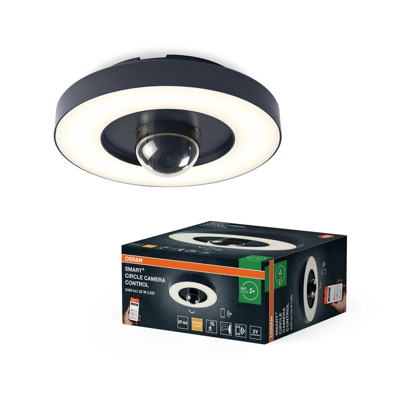 OSRAM SMART+ Applique et plafonnier extérieur + caméra, gris
