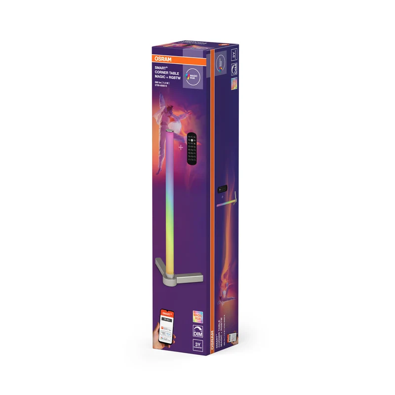 OSRAM Wifi SMART+ CORNER MAGIC Lampe de table, RVB, 77lm, 7.5W, Télécommande, Argenté