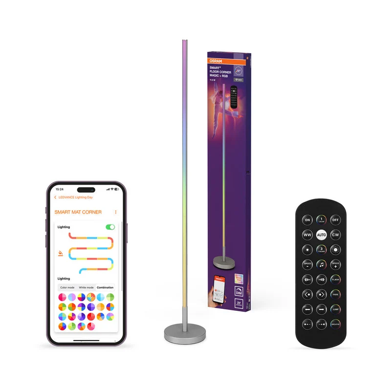 OSRAM Wifi SMART+ CORNER MAGIC Lampadaire, RGB, 112lm, 11.5W, Télécommande