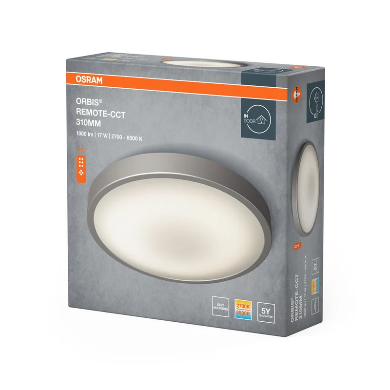 OSRAM ORBIS® Plafonnier CCT / DIM Télécommande-CCT 310mm 14W, 1000 lm, 2700…6500 K, Blanc réglable