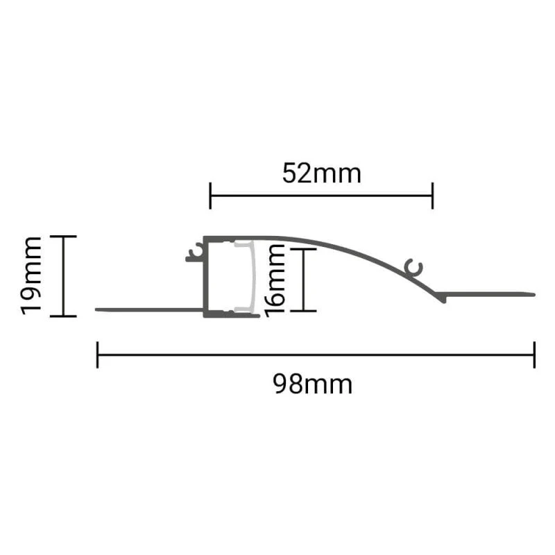 Profilé Aluminium Encastré 2m pour Plâtre Couvercle Blanc Opaque