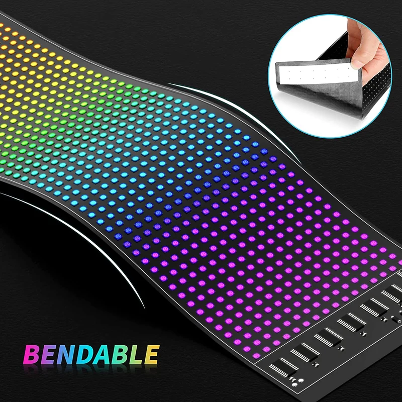 Model 1664 Flexible USB 5V Car LED Sign Bluetooth App Control Display Screen Text Pattern Animation LED sign display for Car Windows, Shop, Bar and Entrance Sign