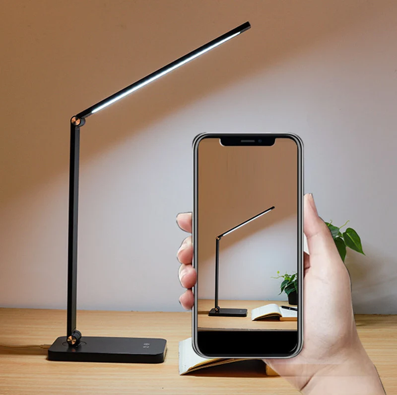 LED Desk Lamp with Wireless Chargers and USB Charging Port for Home Office, Desk Light withTimer for Reading, Study, Crafts