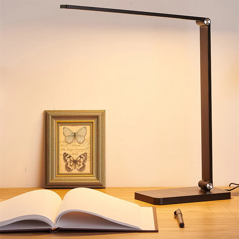 LED Desk Lamp with Wireless Chargers and USB Charging Port for Home Office, Desk Light withTimer for Reading, Study, Crafts