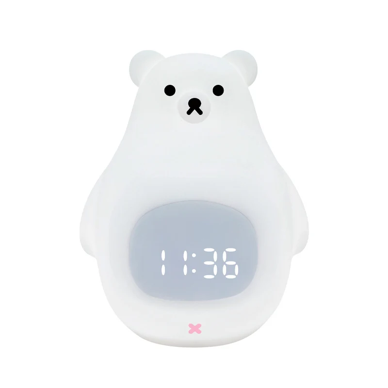 Silicone Alarm Clock LED Night Light – Rechargeable Baby Nursery Sleep Lamp with Timer | 3-Color Touch/ RGB Color Changing with Remote Control | for Baby Girls Boys