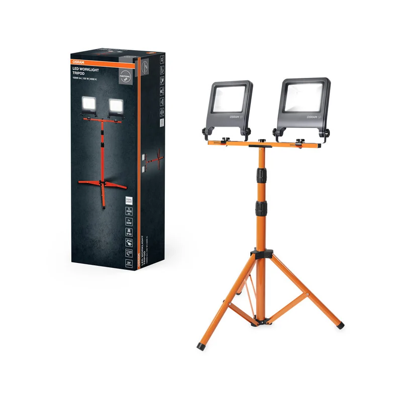 OSRAM projecteur LED pour chantier pour applications extérieures, trépied, lampe de travail LED, 2 x 50 Watt