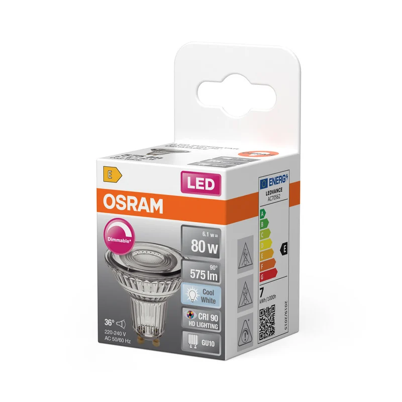 OSRAM LED Lampe LED SUPERSTAR PAR16 7W 940 GU10, 575 lm, 4000 K, blanc froid