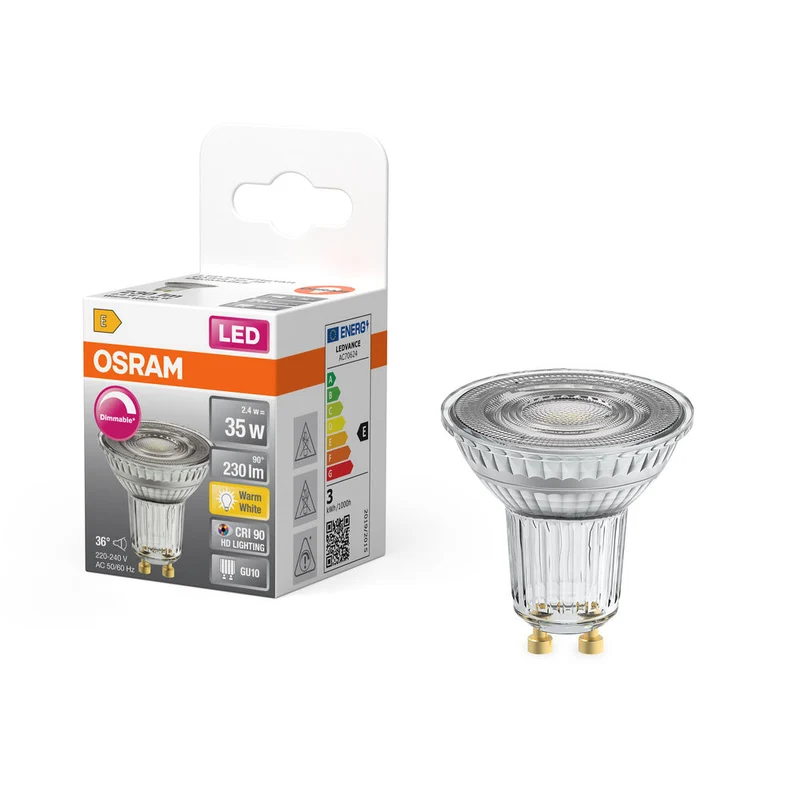 OSRAM Superstar lampe réflecteur, verre clair, blanc chaud (2700K), 230 lumens, remplacement pour ampoules traditionnelles 35W, dimmable GU10