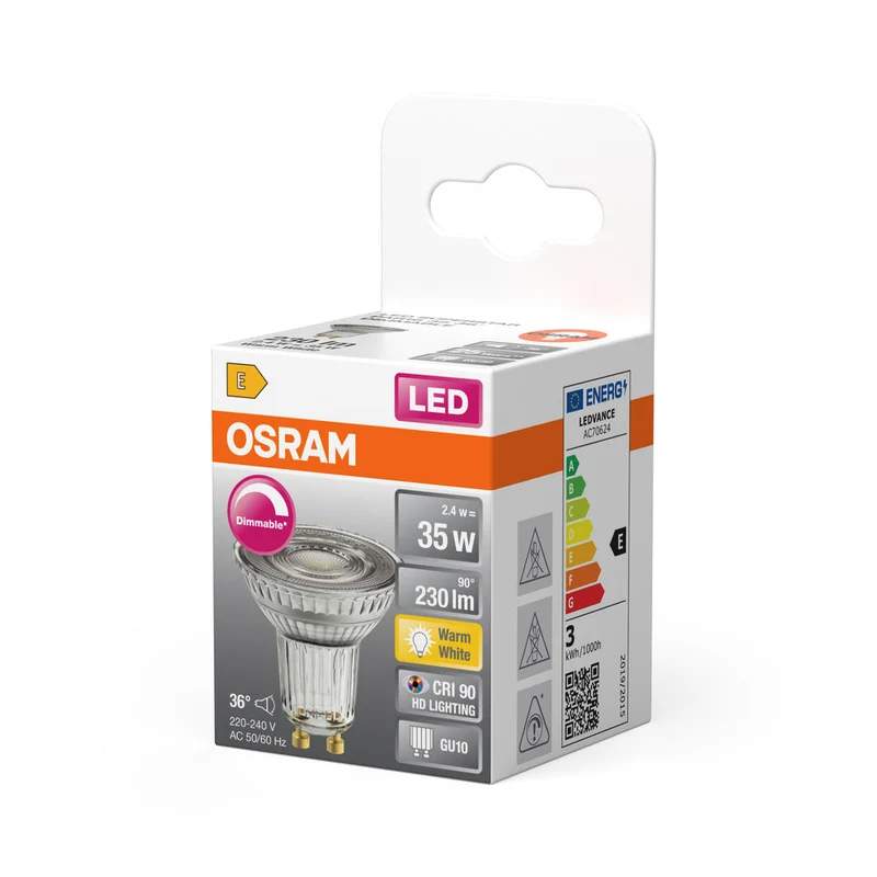 OSRAM Superstar lampe réflecteur, verre clair, blanc chaud (2700K), 230 lumens, remplacement pour ampoules traditionnelles 35W, dimmable GU10