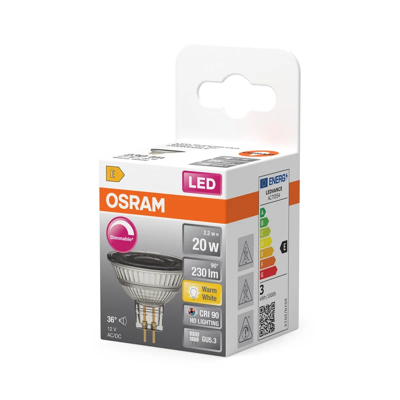 OSRAM Superstar ampoule réflecteur verre clair, blanc chaud (2700K), 230 lumens, remplacement pour ampoules classiques 20W, dimmable GU5.3