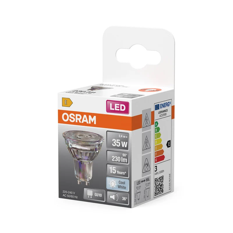 OSRAM LED STAR PAR16 Spot LED (ex 35W) 2,6W / 4000K Blanc froid GU10