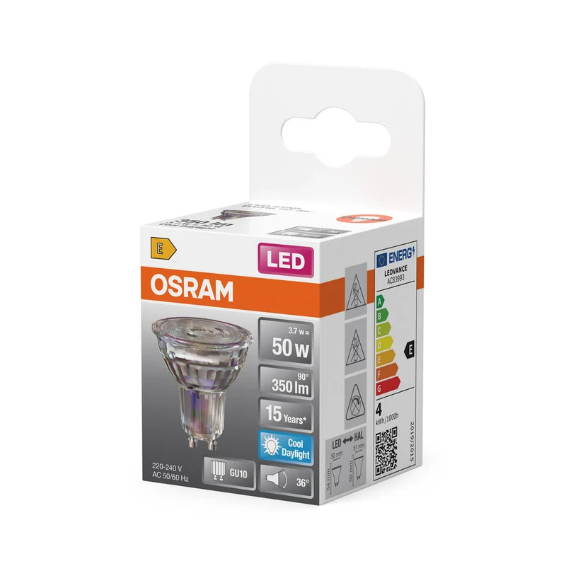 OSRAM LED STAR PAR16 Spot (ex 50W) 4,3W / 6500K Blanc froid GU10