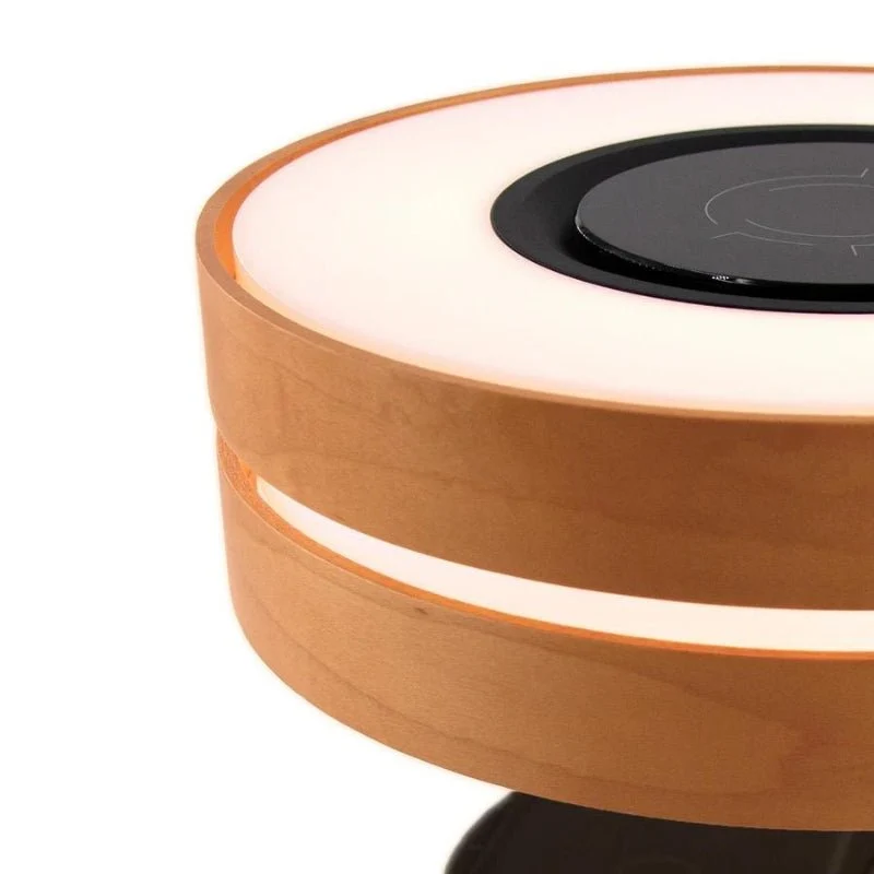 Lampe de Chevet Ronde "Horizon" avec Enceinte & Chargeur Sans fil - Dimmable Tactile - 3000K/4000K/6500K