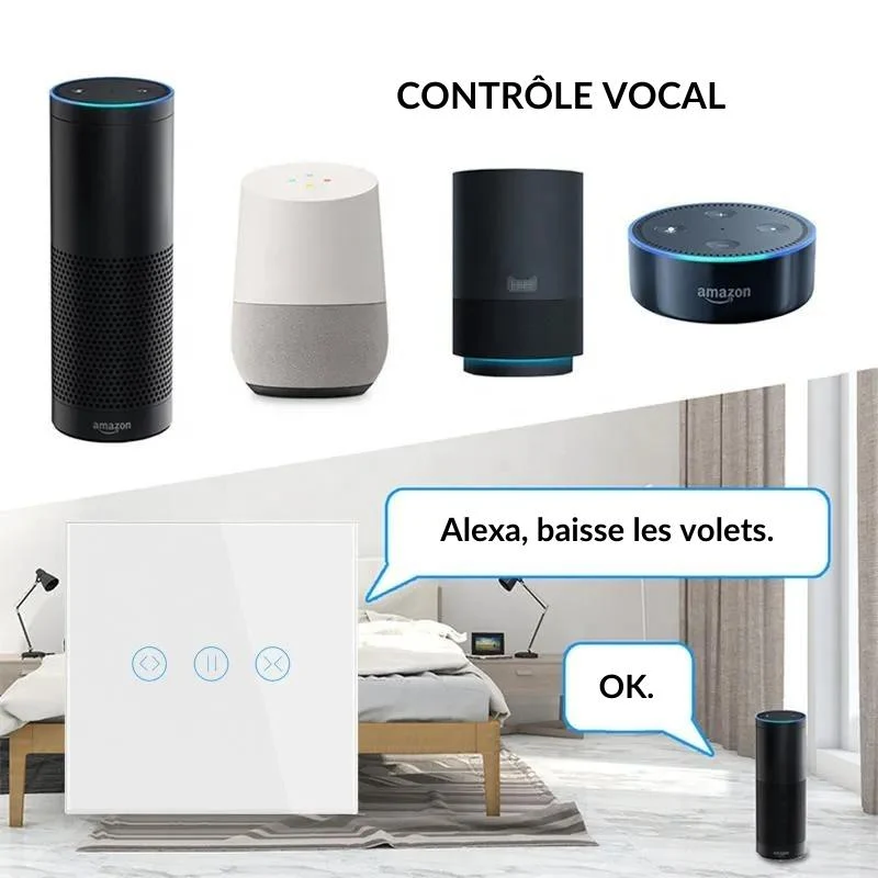 Interrupteur pour Volet Roulant Connecté Wifi Tactile Blanc