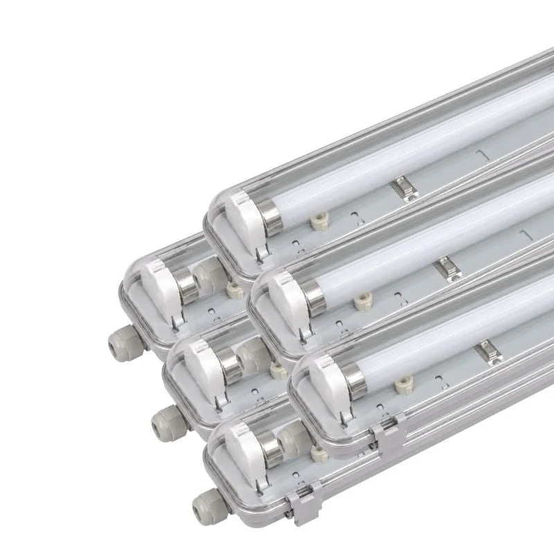 Kit de Réglette LED IP65 + Tube Néon LED 120cm T8 18W - Pack de 6