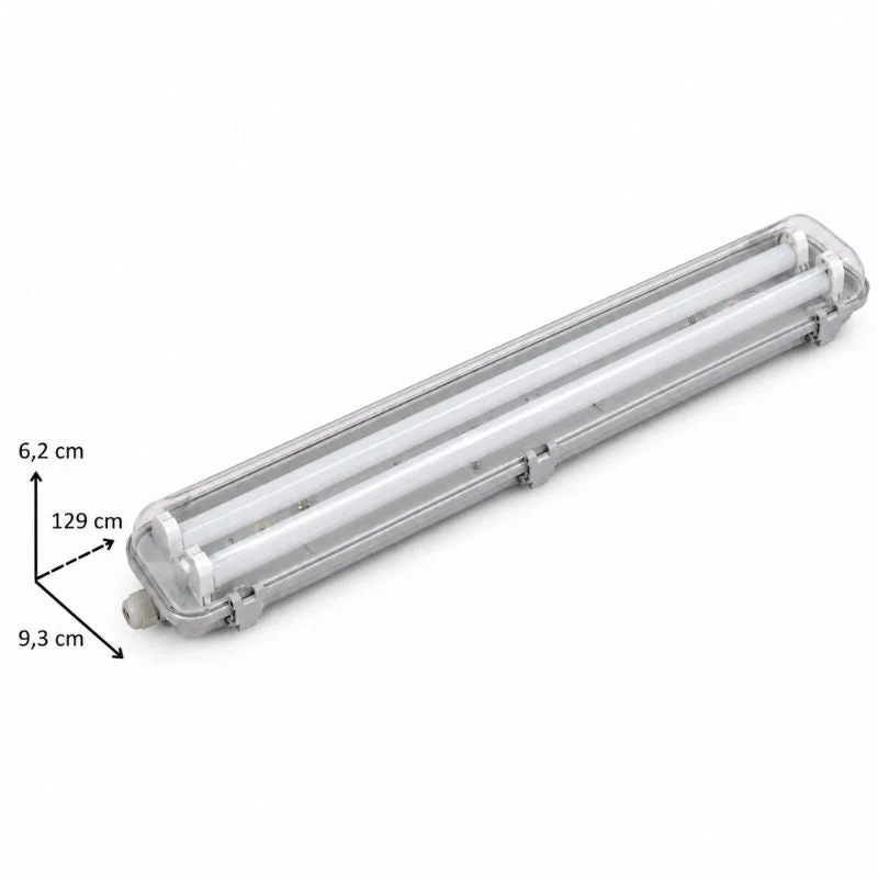 Kit de Réglette LED IP65 + 2 Tube Néon LED 120cm T8 18W