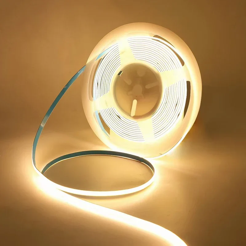 8MM Wide COB Flexible LED Strip Light - 12V / 24V | 320 / 480 / 512 LEDs/M | 3000K / 4000K / 6500K / Red / Blue / Green / Pink / Yellow | 8mm PCB | CRI 80+ | Dot-Free Continuous Lighting | Non-Waterproof | for Cabinets,Kitchen Office Lighting | 5/50M