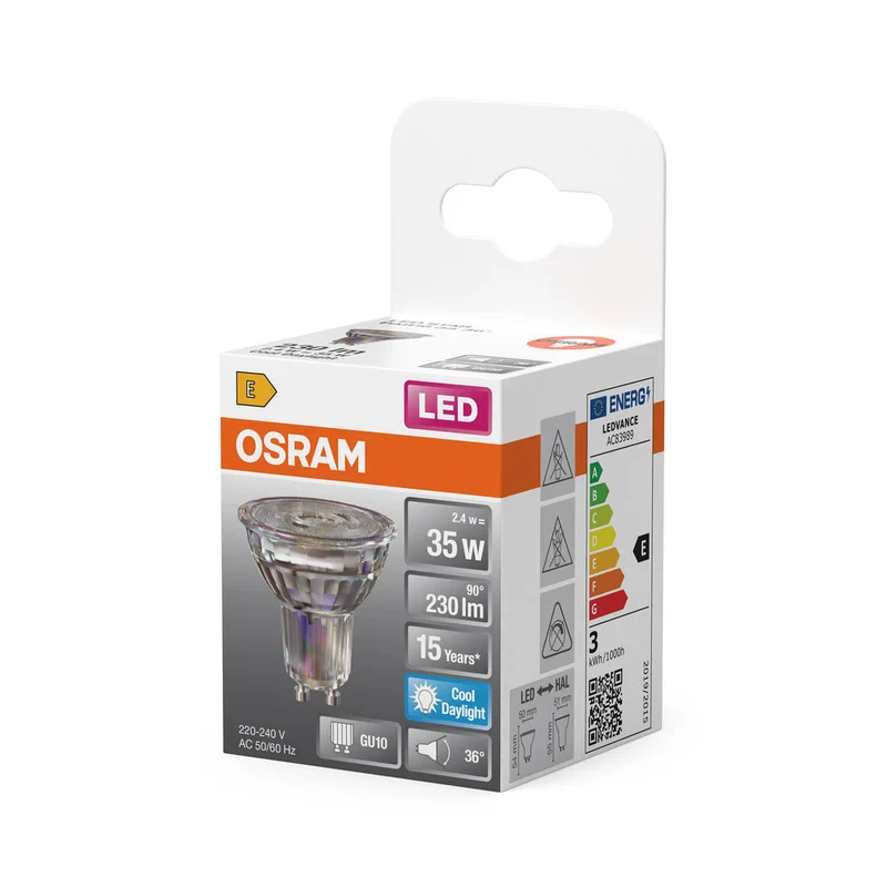 OSRAM LED LED STAR PAR16 Spot (ex 35W) 2,6W / 6500K Blanc froid GU10