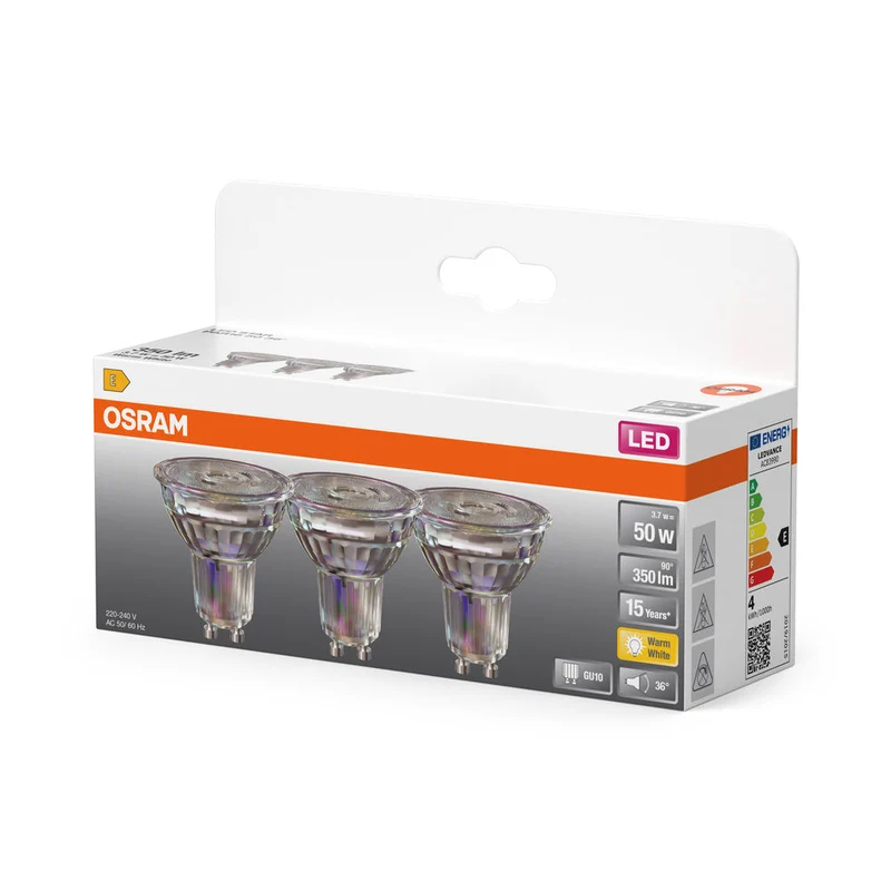 OSRAM LED réflecteur lampe LED STAR PAR16 3.7W 827 GU10 350 lm, 2700 K, blanc chaud, pack de 3