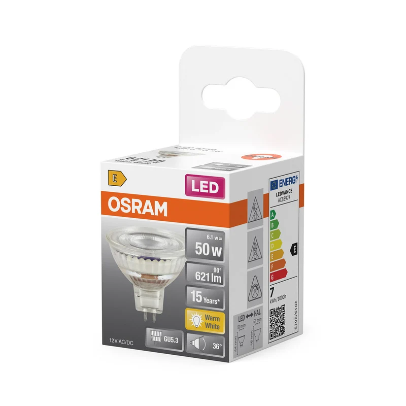 OSRAM LED STAR MR16 12V Spot LED (ex 50W) 6,5W / 2700K Blanc chaud GU5.3