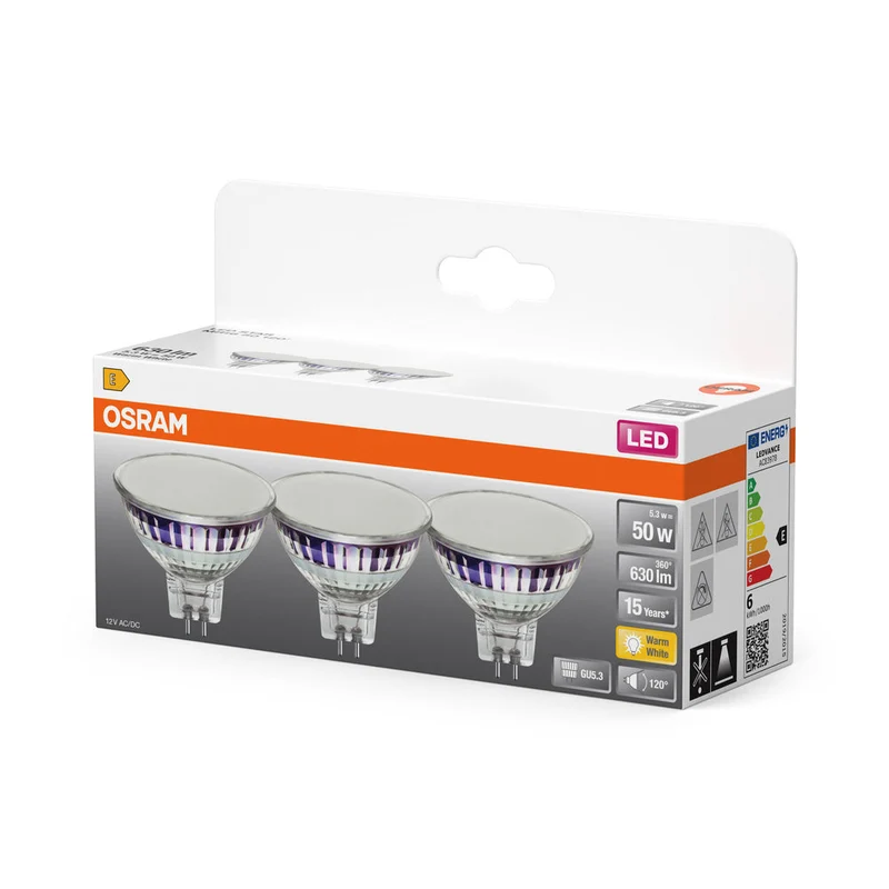 OSRAM SPOT MR16 GL 50 LED-lampe réflecteur, 5,3W, 630lm, GU5.3, blanc chaud